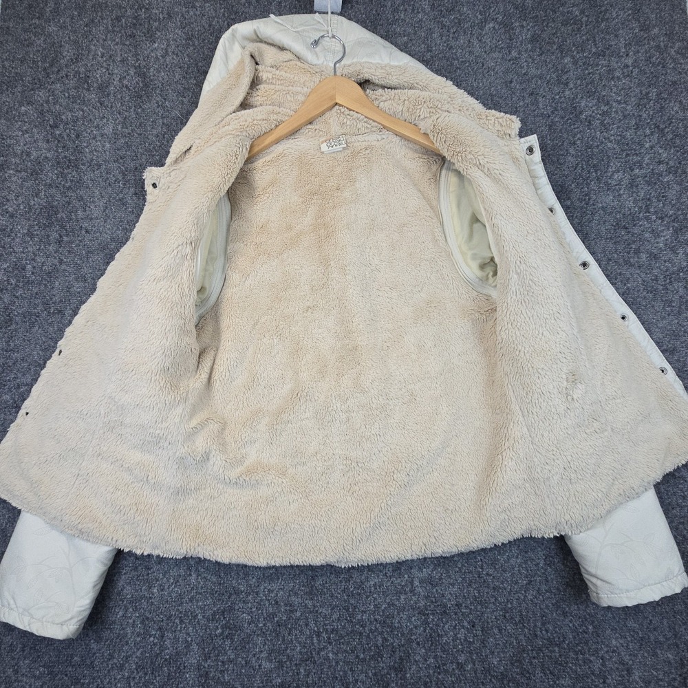 O'Neill Womens XL Sherpa Lined Jacket Ivory Hooded Zip Off Sleeves Floral‎ - Picture 6 of 13